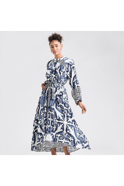 FAV All-over Print Maxi Shirt Dress With Long Sleeves