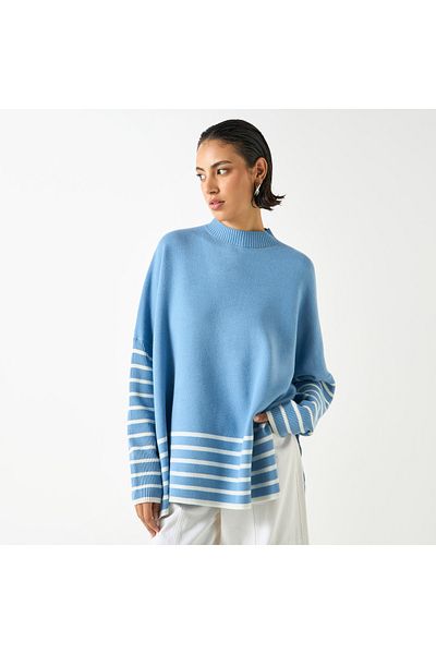 2Xtremz Stripe Detail Pullover With High Neck