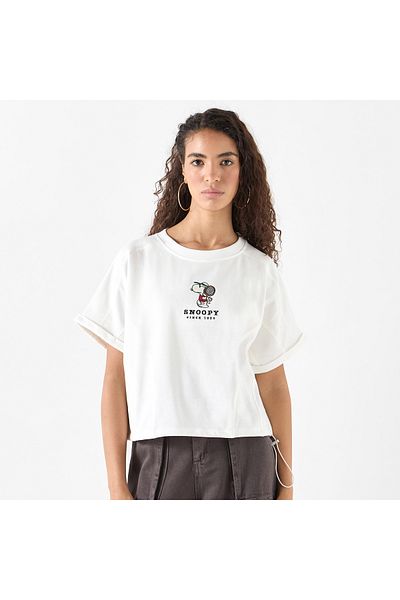 SP Characters Snoopy Dog Detail Crew Neck T-shirt With Short Sleeves