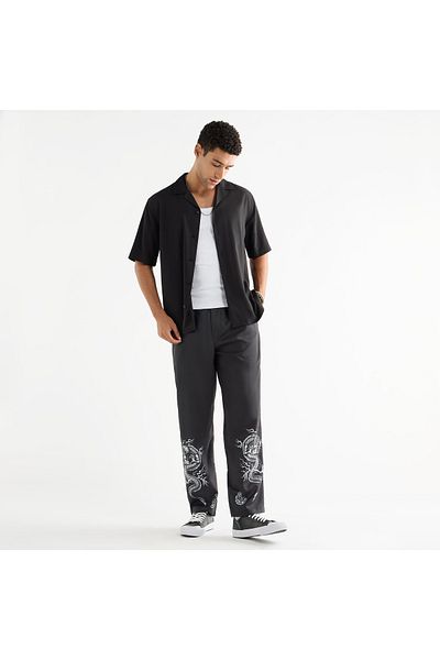 FAV Dragon Print Regular Fit Pants With Flexi Waist And Pockets