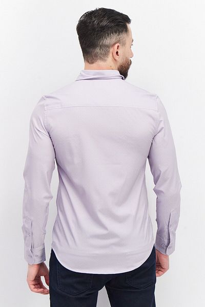 Kenneth Cole Men Regular Fit Plain Long Sleeve Casual Shirt, Lavender