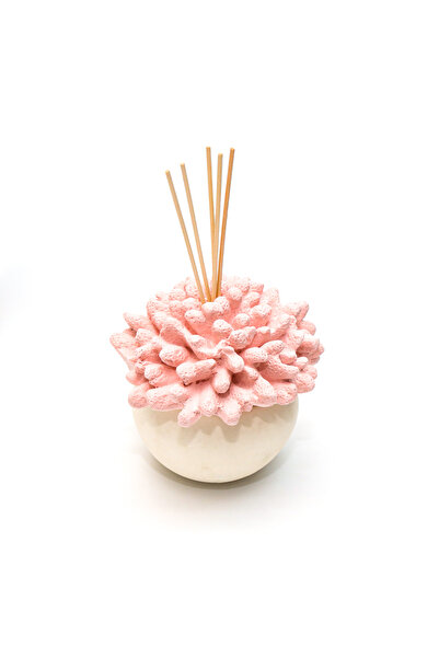 Missi 75 ml Pembe Mercan Taşlı Seramik Çanak Yasemin Sandal Oda Kokusu