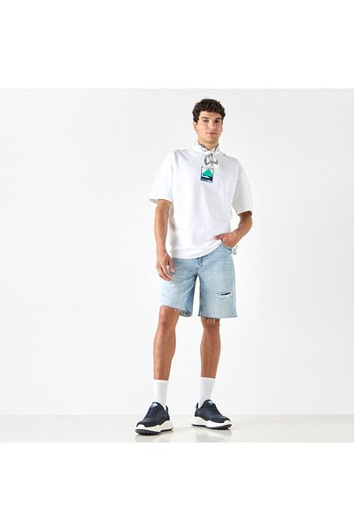 Lee Cooper شورت جينز بتفاصيل ممزقة وجيوب
