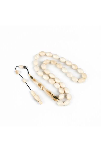 LapisDo مسبحة خشب الماموث - 8x12 ملم بيزي وأبيض