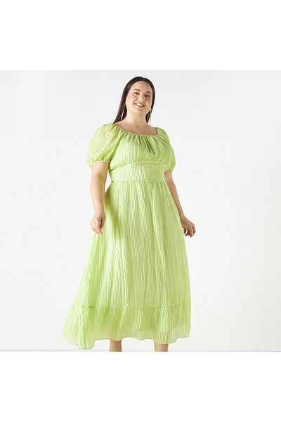 2Xtremz Textured Maxi Tiered Dress With Balloon Sleeves