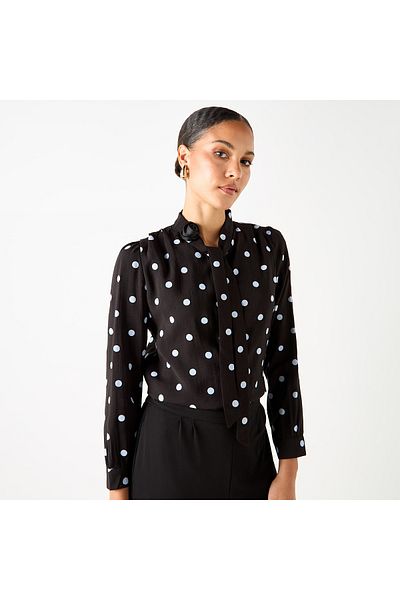2Xtremz All-over Polka Dot Print Top With Pussybow Neck