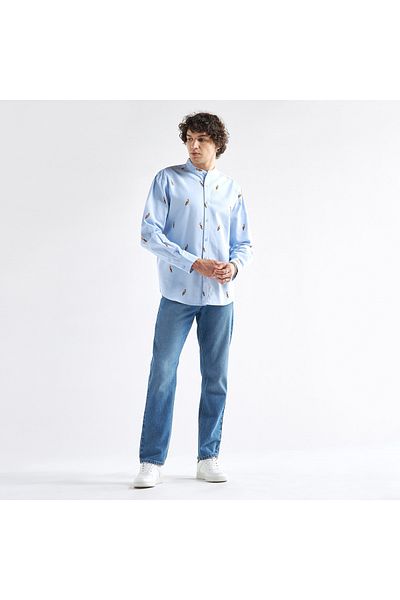 FAV All-over Printed Shirt With Mandarin Collar And Long Sleeves