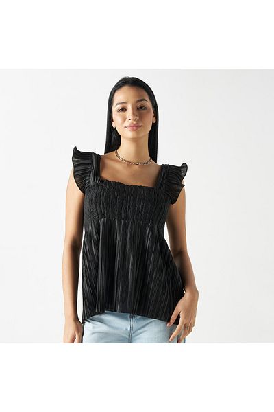 2Xtremz Textured Square Neck Sleeveless Top
