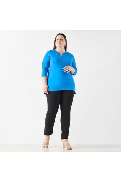 Ulla Popken Plus Size V-neck 3/4 Sleeves T-shirt