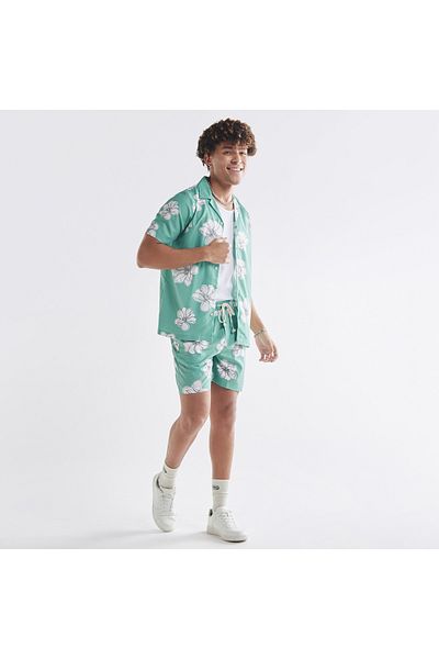 FAV All-over Floral Print Camp Collar Shirt With Short Sleeves