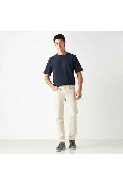 Iconic Textured Crew Neck T-shirt With Short Sleeves