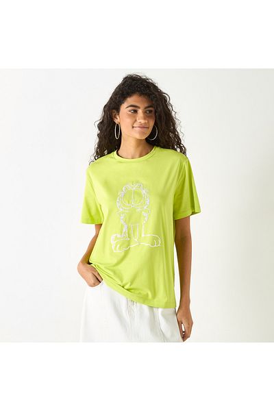 SP Characters Garfield Embroidered T-shirt With Crew Neck And Short Sleeves