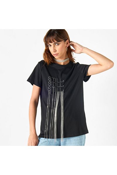 2Xtremz Embellished Crew Neck T-shirt With Short Sleeves