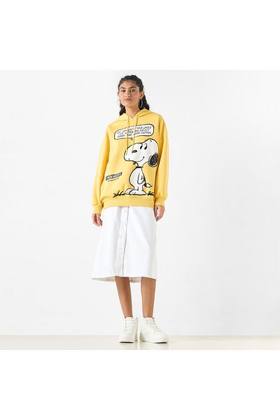 SP Characters Snoopy Dog Print Hooded Sweatshirt With Long Sleeves