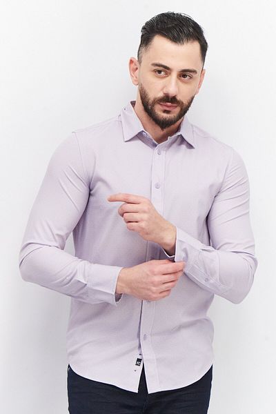 Kenneth Cole Men Regular Fit Plain Long Sleeve Casual Shirt, Lavender