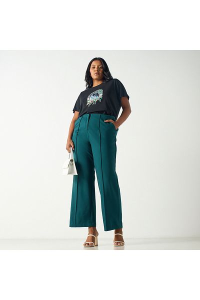 Ulla Popken Plus Size Pants With Button Closure And Pockets
