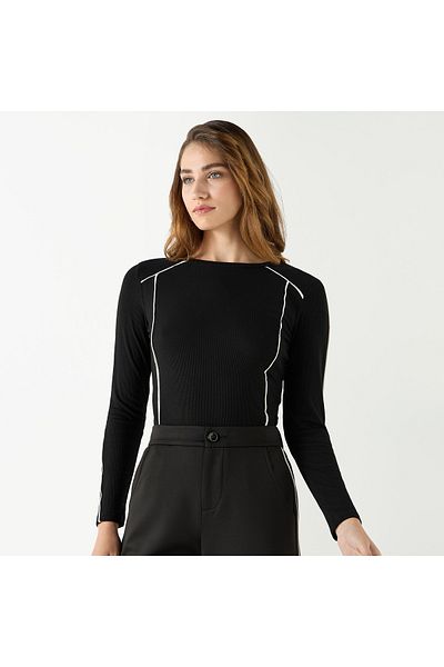 2Xtremz Ribbed Sweater With Piping Detail And Long Sleeves