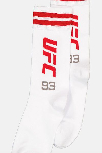 UFC Men 3 Pairs Brand Logo Long Sport Socks, White