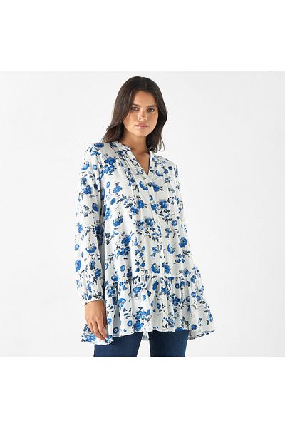 2Xtremz All-over Floral Print Tunic With Long Sleeves
