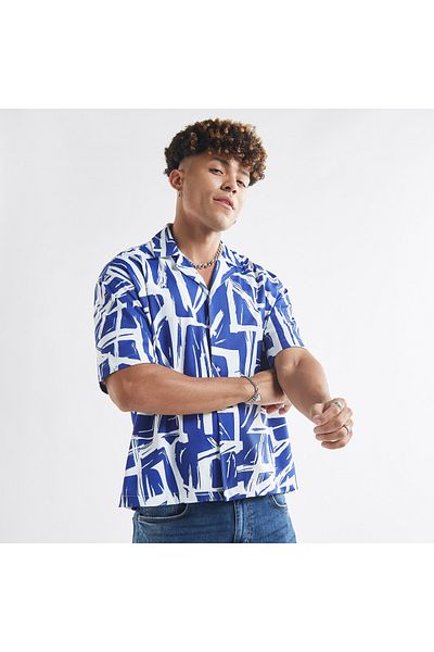 FAV All-over Print Shirt With Camp Collar And Short Sleeves