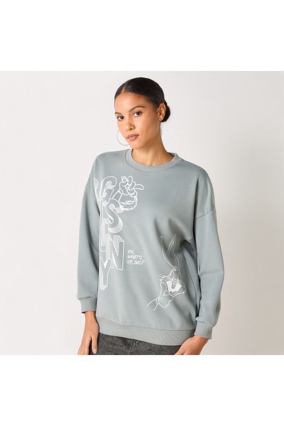 SP Characters Bugs Bunny Print Sweatshirt With Long Sleeves