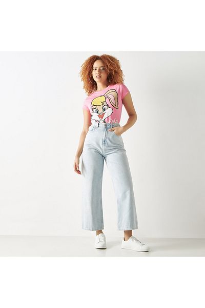 SP Characters Lola Bunny Print Round Neck T-shirt With Short Sleeves