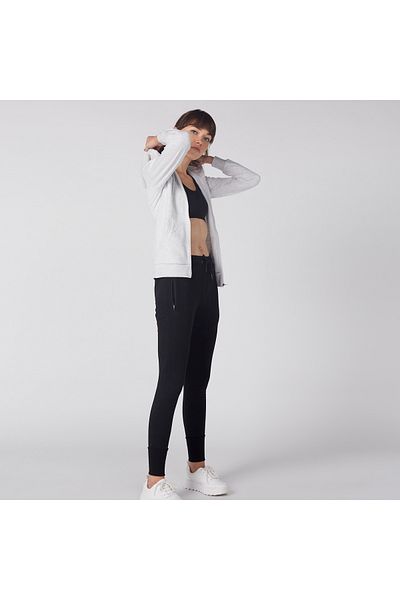 Active Plain Hoodie With Zip Closure And Pockets