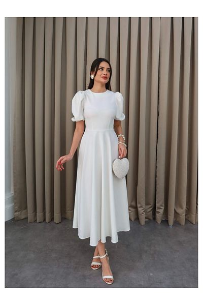 ESRAHELVACI Balloon Sleeve Flounce Dress