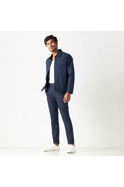 Iconic Solid Mid-rise Trousers With Button Closure And Pockets
