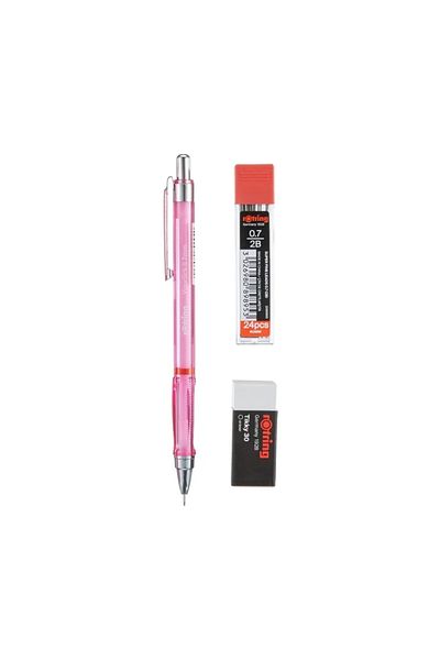 Rotring |   Visuclick Versatil Pencil School Set with 0.7mm Nib, Pink, Eraser and 12 Nibs Gift