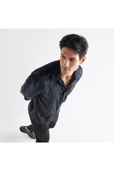 FAV Floral Burnout Velour Shirt