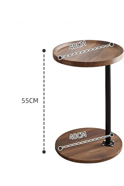 1st Wooden Coffee Side Table Round Design - Brown & Black