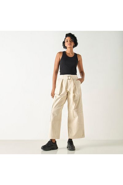 Lee Cooper Wide Leg Jeans With Buckled Belt