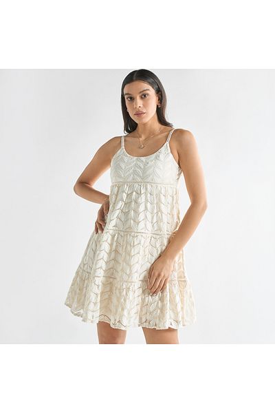 FAV Textured Sleeveless Tiered Mini Dress