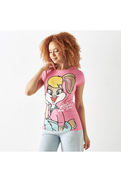 SP Characters Lola Bunny Print Round Neck T-shirt With Short Sleeves