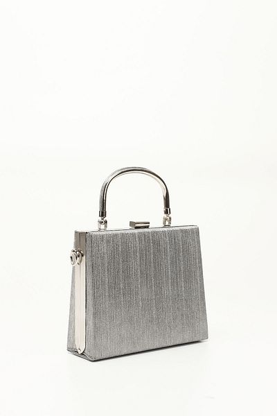 GÖNDERİ(R) Women / Girls Platinum Silvery Long Chain Evening Dress Bag with Hand and Shoulder Strap