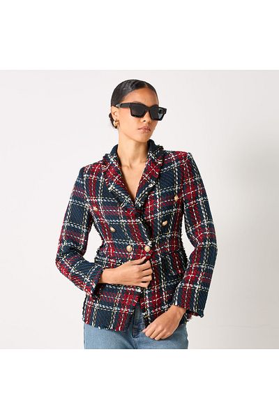 Lee Cooper Checked Blazer With Notch Lapel And Pockets
