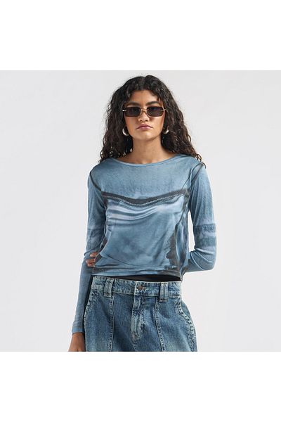 FAV Printed Crew Neck T-shirt With Long Sleeves