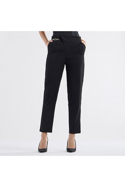 FAV Solid Pleated Regular Fit Trousers With Metallic Accent