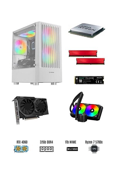 RAMTECH BİLGİSAYAR RMT2502 Ryzen 7 5700x / Rtx 4060 / 32Gb Ram / 1Tb M2 Windo...