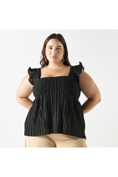2Xtremz Textured Square Neck Sleeveless Top