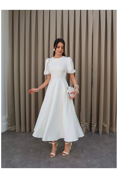 ESRAHELVACI Balloon Sleeve Flounce Dress