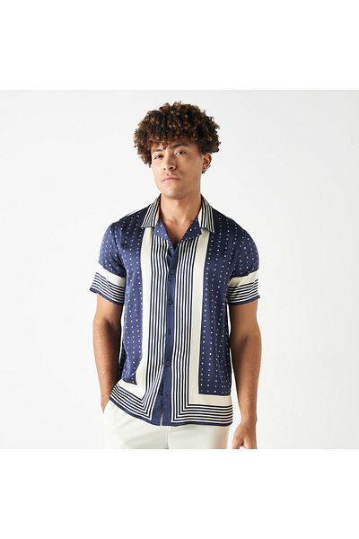 Iconic All-over Print Camp Collar Shirt With Short Sleeves