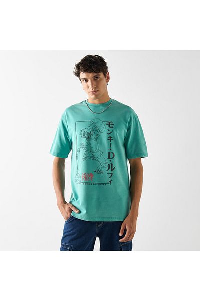 SP Characters One Piece Print T-shirt With Short Sleeves And Crew Neck