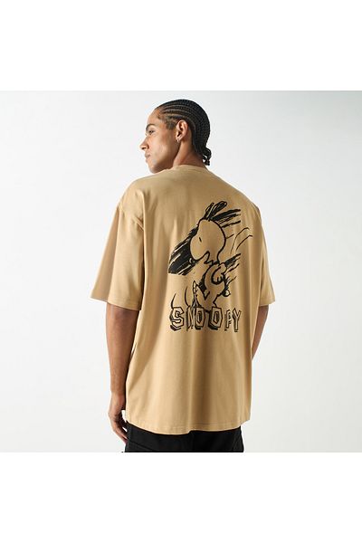 SP Characters Snoopy Dog Print Crew Neck T-shirt With Short Sleeves