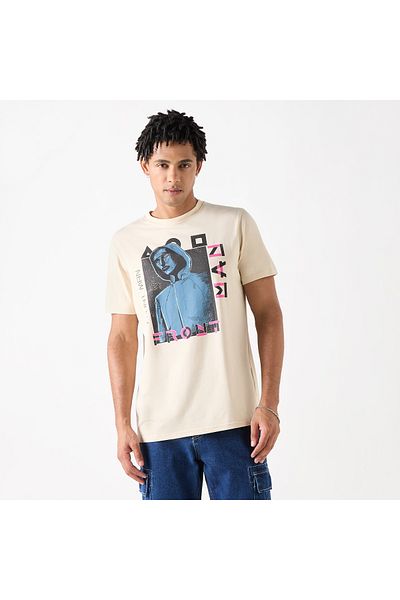SP Characters Front Man Print Crew Neck T-shirt With Short Sleeves