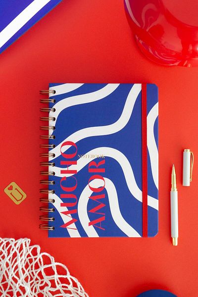 Matt Notebook A5 15X21 cm Spiral Elastic Striped Undated Notepad