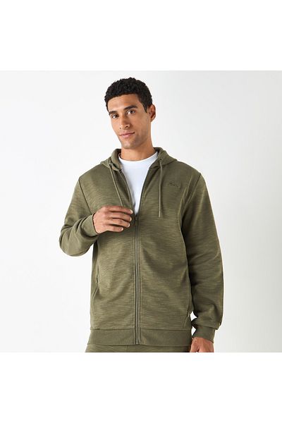 Kappa Logo Embroidered Zip Through Hoodie With Pockets
