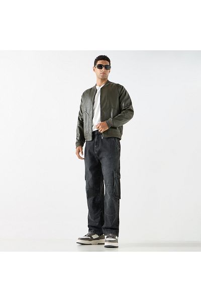 Lee Cooper سترة بومبر منقوشة بسحاب للإغلاق وجيوب