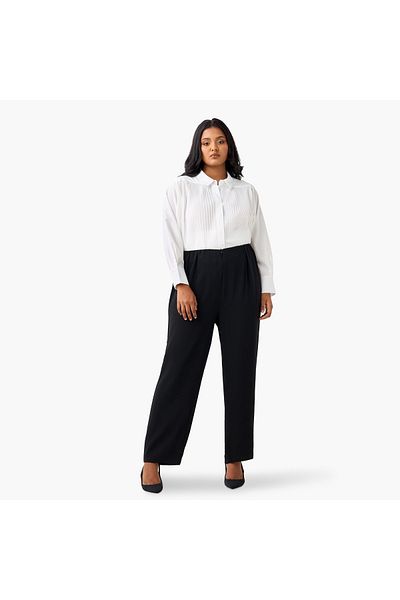 Ulla Popken Plus Size Trousers With Zip Closure
